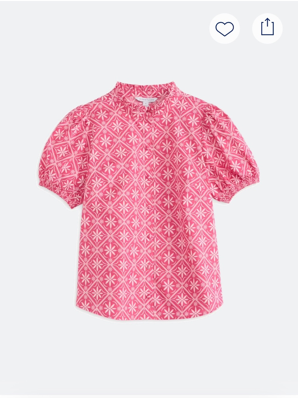 NWT 41 Hawthorn Georgie Pink Smocked Geometric Print Blouse, Sz Large